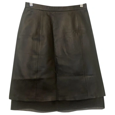 Pre-owned Bcbg Max Azria Leather Mid-length Skirt In Black