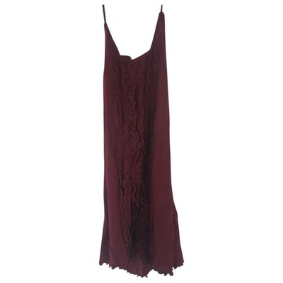 Pre-owned Prada Wool Dress In Burgundy