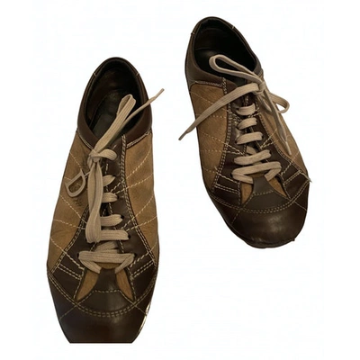 Pre-owned Dior Leather Trainers In Brown