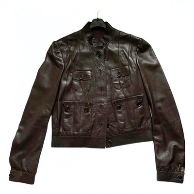 Pre-owned Mulberry Leather Biker Jacket In Brown