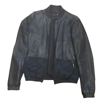 Pre-owned Z Zegna Leather Jacket In Blue