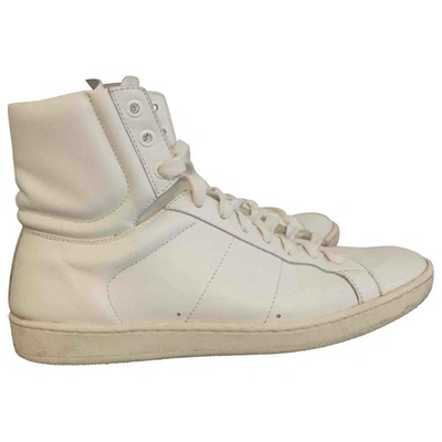 Pre-owned Saint Laurent Sl/01 Leather High Trainers In White