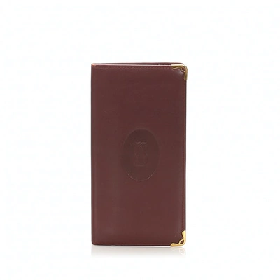 Pre-owned Cartier Red Leather Wallet