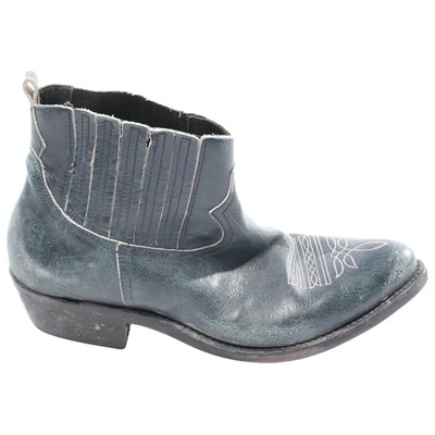 Pre-owned Golden Goose Blue Leather Ankle Boots