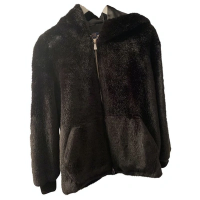 Pre-owned Trussardi Black Faux Fur Leather Jacket
