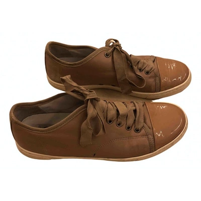 Pre-owned Lanvin Leather Trainers In Camel