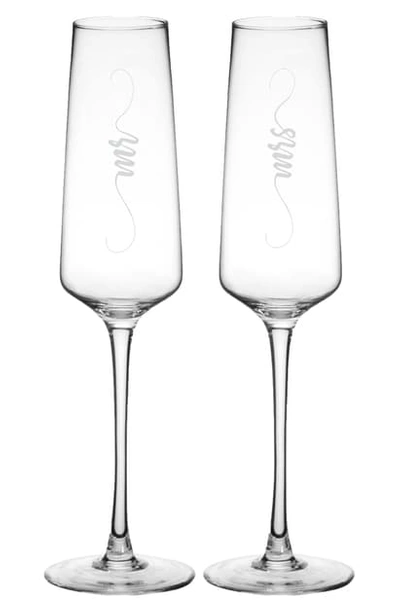 Cathy's Concepts Mr/mrs Elegant Set Of 2 Champagne Flutes In Clear