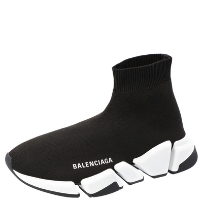 Pre-owned Balenciaga Black/white Speed 2.0 Sneakers Size Eu 36