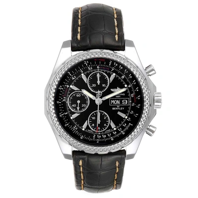 Pre-owned Breitling Black Stainless Steel Bentley Motors Gt Special Edition A13362 Men's Wristwatch 45 Mm