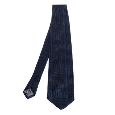 Pre-owned Gianfranco Ferre Navy Blue Embroidered Silk Tie
