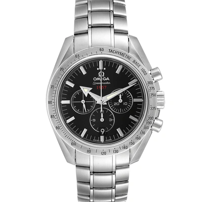 Pre-owned Omega Black Stainless Steel Speedmaster Broad Arrow 1957 321.10.42.50.01.001 Men's Wristwatch 42 Mm