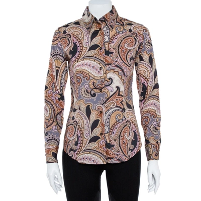 Pre-owned Etro Multicolor Cotton Print Fitted Shirt S