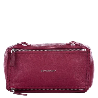 Pre-owned Givenchy Red Grained Leather Pandora Mini Crossbody Bag