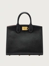 Ferragamo Studio Box Leather Shoulder Bag In Black
