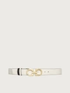 Ferragamo Women's Double Gancini Buckle Reversible Leather Belt In White
