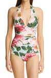 DOLCE & GABBANA HALTER NECK ONE-PIECE SWIMSUIT,O9A06JFSGUZ