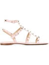 Valentino Garavani Rockstud Ankle Strap Flat Sandal In Pink