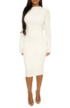 Naked Wardrobe The Nw Long Sleeve Midi Dress In White