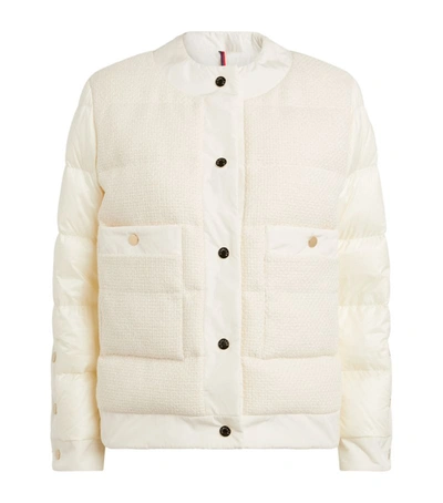 Moncler Miriam Quilted Cotton-blend Tweed And Shell Down Jacket In White