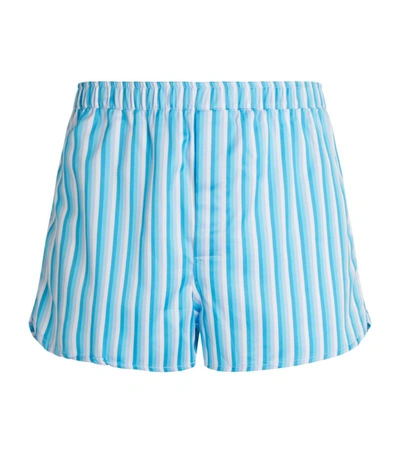 Derek Rose Ledbury 40 Striped Cotton Boxer Shorts In Blue