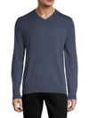 Theory V-neck Merino Wool-blend Sweater In Indigo