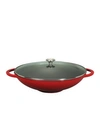 CHASSEUR FRENCH ENAMELED CAST IRON 16" WOK WITH GLASS LID