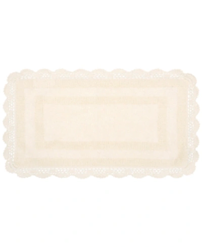 Laura Ashley Crochet Reversible Cotton Bath Rug, 24" X 40" In Ivory