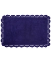 Laura Ashley Crochet Reversible Cotton Bath Rug, 17" X 24" In Indigo