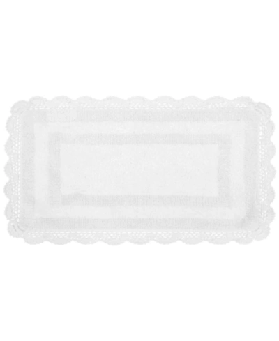 Laura Ashley Crochet Reversible Cotton Bath Rug, 24" X 40" In White