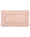 Laura Ashley Crochet Reversible Cotton Bath Rug, 21" X 34" In Blush