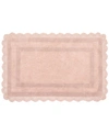 Laura Ashley Crochet Reversible Cotton Bath Rug, 17" X 24" In Blush