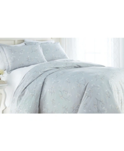 Southshore Fine Linens Forget Me Not Cotton Reversible 3-pc. Duvet Cover Set, King In Gray