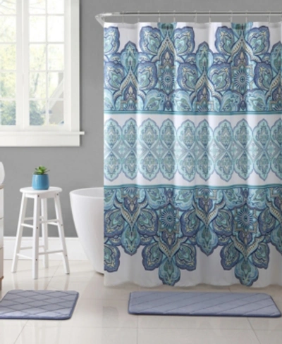 Vcny Home Pandora Printed 72 X 72 Shower Curtain Bedding In Aqua