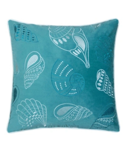 Homey Cozy Seashell 20" X 20" Decorative Pillow In Teal