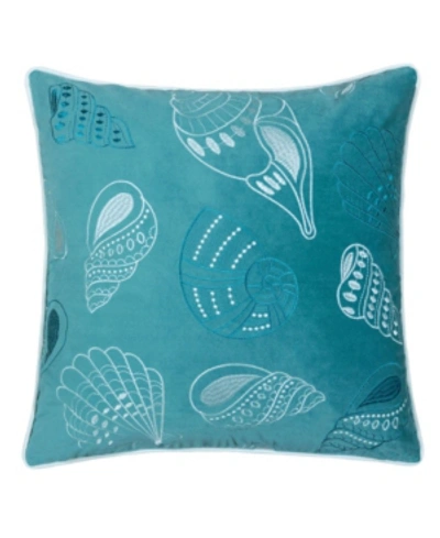 Homey Cozy Seashell Decorative Pillow, 20" X 20" In Teal
