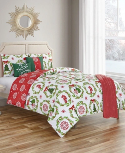 Sanders Decorations Twin Comforter Set, 5 Piece Bedding In Red