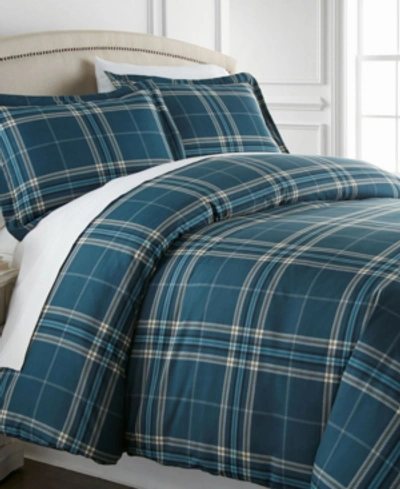 Southshore Fine Linens Ultra-soft Plaid Down Alternative 3 Piece Comforter Set, Twin/twin Xlong In Blue