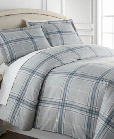 Southshore Fine Linens Ultra-soft Plaid Down Alternative 3 Piece Comforter Set, King/california King In Gray