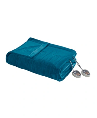 Beautyrest Electric Plush Queen Blanket Bedding In Teal