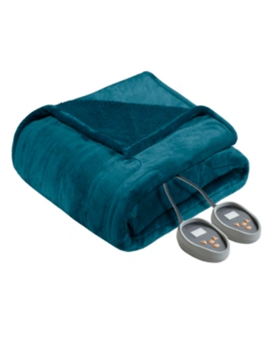 Beautyrest Microlight Berber Full Electric Blanket Bedding In Teal