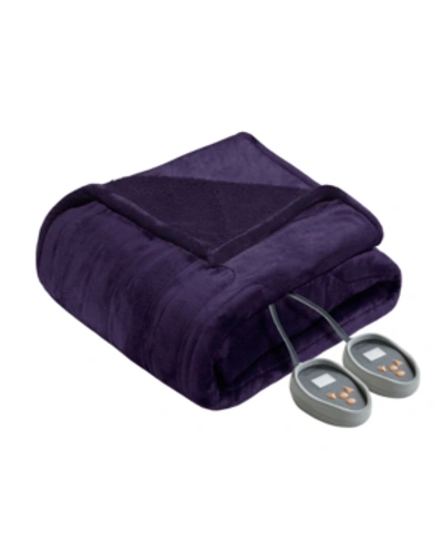 Beautyrest Microlight Berber King Electric Blanket Bedding In Purple
