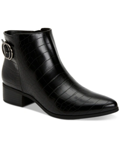 Alfani Women's Olalla Booties, Created For Macy's Women's Shoes In Black Croc