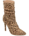 Journee Collection Women's Markie Rouched Stiletto Dress Booties In Leopard