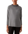 Eileen Fisher Funnel Neck Fleece Pullover In Ashbl