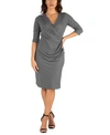 24seven Comfort Apparel Women's Draped In Style V-neck Dress In Grey