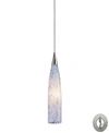 Elk Lighting Lungo 1 Light Pendant In Satin Nickel And Snow White Glass - Includes Adapter Kit In Silver