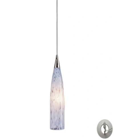Elk Lighting Lungo 1 Light Pendant In Satin Nickel And Snow White Glass - Includes Adapter Kit In Silver