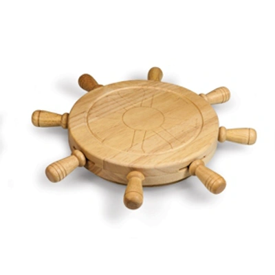 Picnic Time Toscana By  Mariner Lazy Susan Cheese Cutting Board & Tools Set In Brown