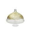 Classic Touch Glass Cake Stand With Dome With Gold-tone Design In Gold