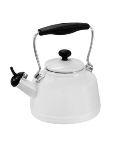 Chantal Enamel On Steel 1.7 Quart Retro Tea Kettle In White